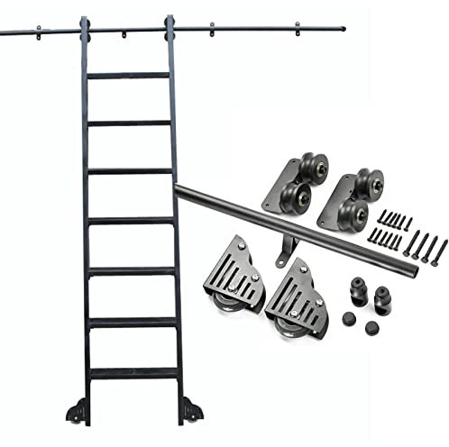 YUSAJJ Schiebeleiter-Hardware-Kit für Bibliothek Schiebeleiter-Bibliothek Komplettset Hardware Rollschiene