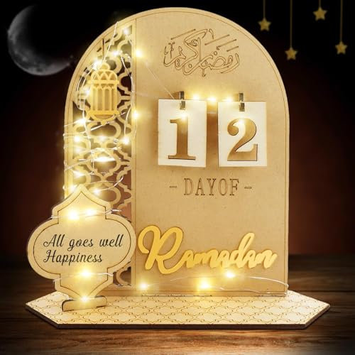 Ramadan Deko Aus Holz, Ramadan Kalender aus Holz, Eid Mubarak Adventskalender. DIY Ramadan Dekoration, Ramadan Dekorationen 30 Tage Kalender, für Muslimische Ramadan Party Heimdekoration