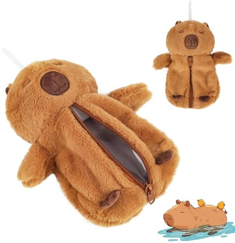 JWTRSVTY Capybara Plüsch Federmäppchen, Capybara Plüsch Bleistifttasche, Capybara Stifttasche, Federtasche Schreibwaren Unisex, Capybara Make Up Tasche,für Teenager Mädchen Jungen Geburtstags Geschenk