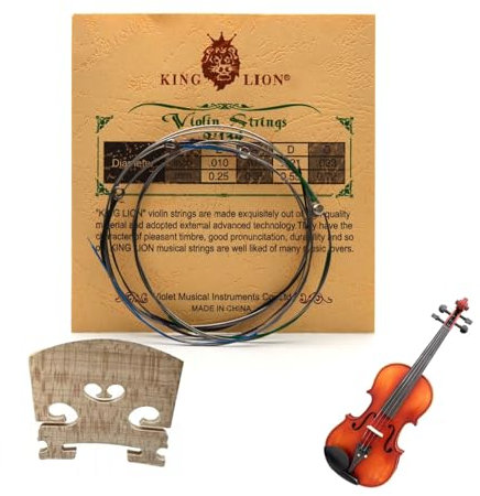 UZYXC Set di corde per violino (E-A-D-G) con anima in acciaio e avvolgimento in nichel-argento, adatto per violini 1/2, 1/4, 3/4 e 4/4