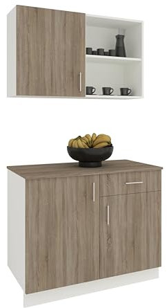 haaus Küchenzeile Liz, Eiche Dunkel/Weiß, 100 cm