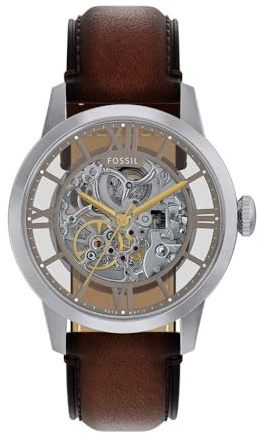 FOSSIL Herren Analog Automatik Uhr mit Leder Armband ME3270