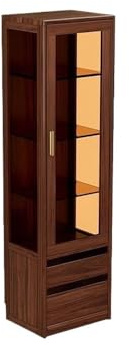 Cantinetta Vino 50×40×180cm Armadio Vetrato per Casa, Banco Espositivo in Noce, Vetrina per Action Figure da Salotto​ Mobile Bar