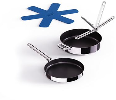 Joseph Joseph Space Steel 2-Piece Nonstick Frying Pan Set, Folding Handles
