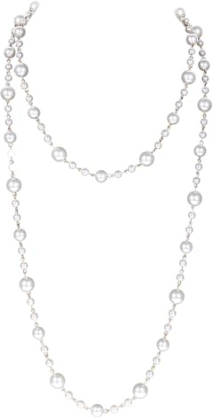 FdcLixuvol Lange Perlenkette Mehrlagige Perlen Halskette Frauen Imitation Perlen Lange Kette 140cm Elegante Accessoires für Party Bräute Hochzeit Geburtstag Abschlussball Jahrestag (Weiß)