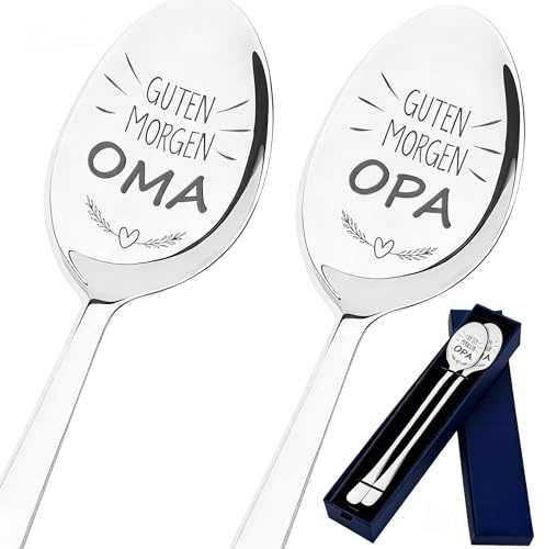 Oma und Opa Geschenk, 2 Stück Kaffeelöffel Weihnachten Geschenk | Geburtstagsgeschenk Ostergeschenke für Beste Großeltern, Muttertag Vatertag Großelterntag Geschenk für Oma und Opa 20CM