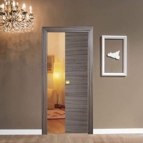 Porta porte scorrevole scomparsa interno muro da 90x210 palissandro tortora con serratura