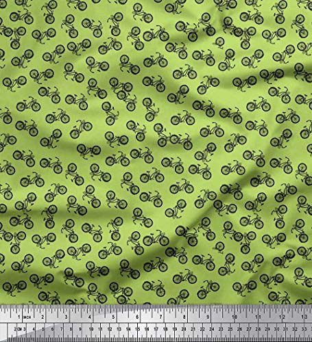 Soimoi Grun Poly Georgette Stoff Fahrrad Transport Stoff Drucke Meter 52 Zoll breit