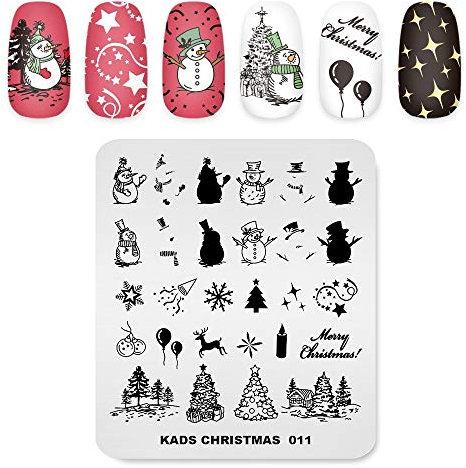 Alexnailart Nail Art Stamping Plate Template Christmas Theme Cartoon Schneemann Schneemann Baum Kerze Motiv DIY Nail Art Bild Stamp Stempel Platten Maniküre Druckwerkzeug