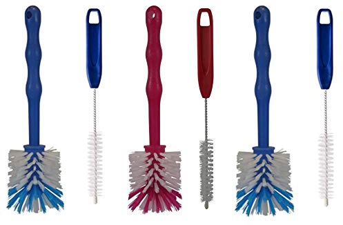 HG Verlag - (6er Reinigungsset) Spülbürsten Bürste Ideal für den Thermomix TM6 TM5 TM31 sowie Mixertöpfe usw. (2X rot / 4X blau)