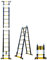 ESCABEAU-ÉCHELLE TÉLESCOPIQUE WOERTHER Double Fonctions / 4M40-2M20 /MODÈLE GRAFITEK, en Graphite ET Aluminium 7175T6 / avec Doubles Barres STABILISATRICES/Garantie 5 Ans