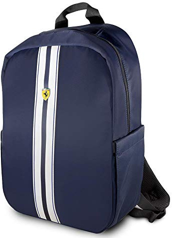 CONNECTEUR USB Sac à dos Ferrari 15 en nylon PU carbone double compartiment pour MacBook Pro 15,6 et une poche pour iPad Pro, iPad Mini ou tablette jusqu'à 10,1 avec connecteur USB Bleu marine