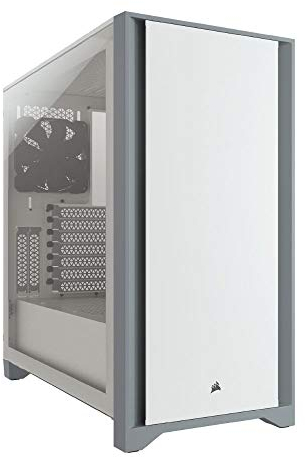 Corsair 4000D Mid-Tower-ATX-Gehäuse mit Gehärtetem Glas (Frontverkleidung aus Stahl, Seitenabdeckung aus Gehärtetem Glas, RapidRoute-Kabelführungssystem, Zwei im Lieferumfang 120-mm-Lüfter) Weiß