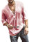 Onsoyours Hommes Chemises Solid Manches Longues Slim Fit Mode Oeil de Poulet à Lacets à Col en V pour Hommes Chemise à Manches Vintage Ample Rose 4XL