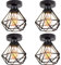TOKIUS Deckenlampe, 16CM Vintage Deckenleuchte im Industrial Design Retro E27 Lampe aus Eisen Käfig Pendelleuchte Schwarz (4 Stücke)