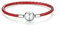 Women's Charm Bracelet 17-19 cm 925 Sterling Silver Blue Leather Love Lock Snowflake Charm Christmas for Mum Wife (Red Pu 19cm Bracelet)
