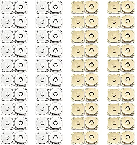 40 Stück Magnetische Druckknöpfe, DIY Magnetknopf, Nähen Magnet Knopf, Magnetknopf Nähen Druckknöpfe, Magnetische Knopf Druckknöpfe, Für Taschen, Handwerk, Handtaschen, Kleidung, 14mm (Silber, Gold)
