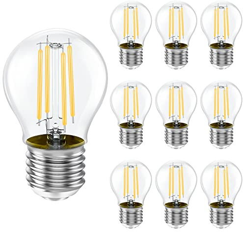 LEDYA E27 LED Glühbirne Warmweiss, G45 Golf LED Birnen Glas 2700K, 4W 400LM Ersetzt 35W Halogenlampe, E27 LED Lampe Energie Sparen, nicht Dimmbar, 25000 Stunden Lebenszeit 10 Stück