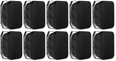 McGrey OLS-5251BK Outdoor-Lautsprecher 10x Set - Zwei-Wege-System - IP56 - Für Restaurant, Biergarten, Terrasse & Garten - 5,25 Woofer und 1 Hochtöner - 50 Watt - 70/100V-Betrieb - Schwarz