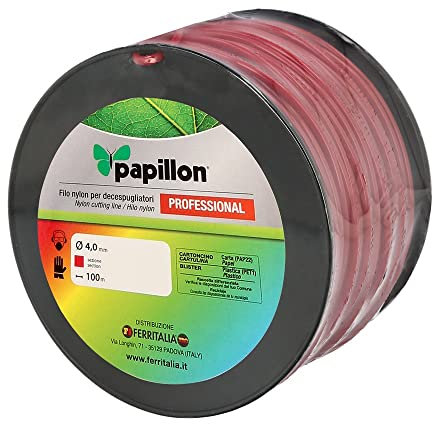 PAPILLON Hilo Nylon Desbrozadoras Redondo Profesional Ø 4,0 mm. Rollo 100 Metros. Hilo Nylon Corte Desbrozadores Hierba, Jardin, Maleza