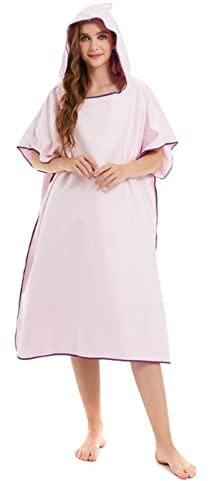 emmarcon Asciugamano con cappuccio per adulti stile poncho, in microfibra accappatoio da spiaggia e piscina (Unica, rosa)