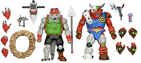 NECA - TMNT Cartoon Dirtbag/GROUNDCHUCK 2er-Pack Statuen, Mehrfarbig (81893)