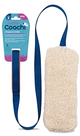Chase & Crinkle Coachi, pour jeux de poursuite, tout doux, léger, sûr et amusant, pour dressage avec récompense, rappel, stop morsures et mâchonnements, idéal pour l’agilité. Pour chiens et chiots