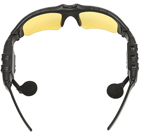 ASHATA Sport Wireless Bluetooth Audio Sunglasses, Open Ear Smart Driving Polarized Sunglasses, Eyesight Handfree Calling Foldable Glasses for Fishing Running Driving(Yellow Lenses)