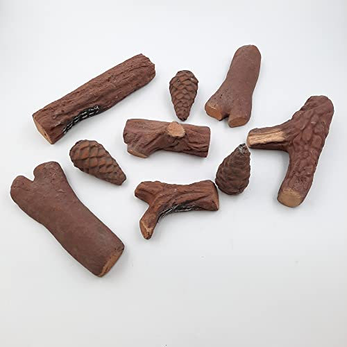 NORBE| Kit Legni legnetti per Caminetto a Bioetanolo| Decori per Biocamino | Tronchetti camino| Decori in gesso ignifughi | Confezione da 9 pezzi