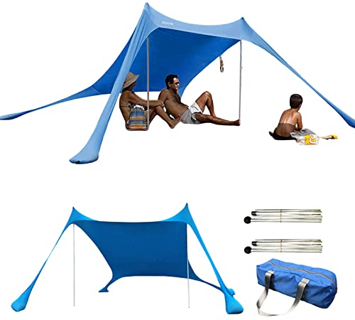 Soleil Design Coupe-Vent, Soleil Plage Portable, GranTente Plage 50 UPF, Pare-Soleil Tente Plage familiale pour Le Camping et Les Pique-niques sur la Plage.