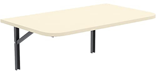 AKKE Klapptisch Wandklapptisch Esstisch - Klappbar Faltbar Platzsparend - Abgerundete Ecken - 100cm x 55cm - Vanille