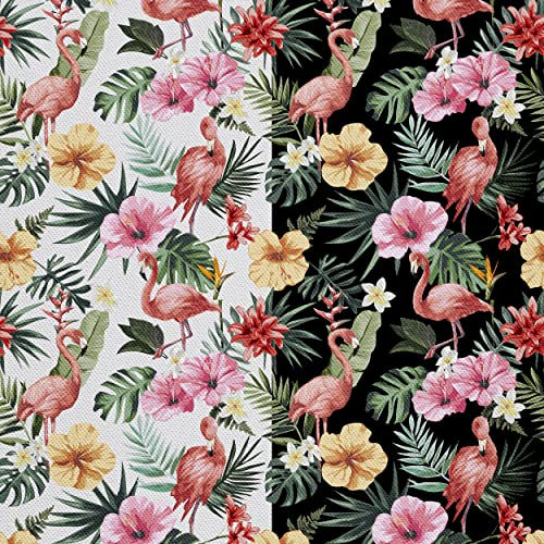 HEKO PANELS Oxford Wasserdichte Meterware Canvas Polyester Stoff Zum Nähen, Dekostoffe Wasserabweisend Blickdicht Tropen Flamingos 2 Meter 155 x 200 cm