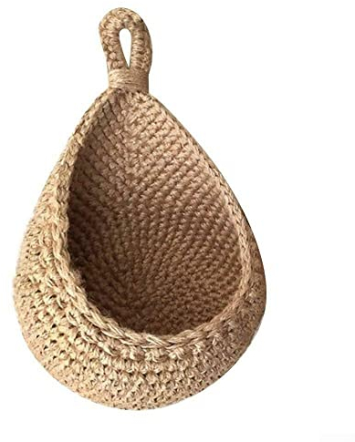 Hanging Wall Baskets, Jute Eco Hanging Basket Cotton Teardrop, Cotton-flax Vegetable Fruit Organizer for Kitchen Produce Storage, Keep Vegetable Fresh