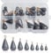 Realure 25 Pcs Small Fishing Weights Mixed 8 Sizes Deep Sea Fishing Weights Assorted 2g 3g 5g 7g 10g 15g 20g 30g Iron Fishing Sinkers Weights with Swivel for River Saltwater Freshwater Mackerel (25)