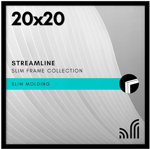 Americanflat 20x20 Picture Frame with Polished Plexiglass - Streamline Collection - Thin Square Picture Frame for Wall Display - Hanging Hardware Included - Black | Polished plexiglass front, sawtooth hangers included, secure turn-tab backing, fits photos, posters and art