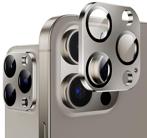 WSKEN für iPhone 15 Pro Max/iPhone 15 Pro Kameraschutz, Matte Einteiliger Aluminiumlegierung Glas Kamera schutz Kratzfestes Cover Zubehör Natural Titanium