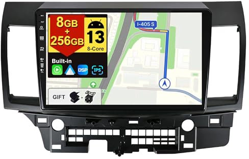 BXLIYER - [8G+256G, 8-Core] - Android 12 IPS Autoradio für Mitsubishi Lancer (2010-2016) - Kabellos CarPlay/Android Auto/DSP - Kamera & MIC - 10.1 Zoll 2 Din - DAB Lenkradsteuerung Fast-Boot 360-CAM