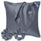 Seiwohl Satin Kissenbezug 80x80 2er Set, Weich wie Seidenkissenbezug Silk Pillowcase, Vegane Seide Kopfkissenbezug Kissenhülle Seidenkopfkissen für Haar und Haut mit Haargummis, Dunkelgrau