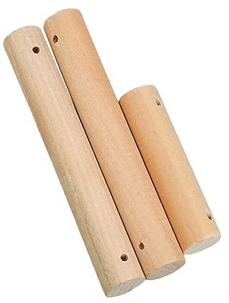 Wambere 10 Stück Holzstäbchen,Bastelstäbe Holzstange Holzstäbe mit Loch zum Basteln 100x15mm Rundstäbe Holzstäbe für Handgemachte Geschenke Modellbau DIY Papageientreppe Basteln Dekoration,Holzfarbe