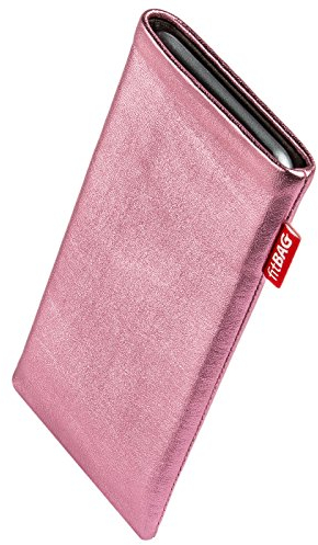fitBAG Groove Pink Handytasche für Apple iPhone 15 Pro Max Tasche aus feinem Folienleder Echtleder mit Microfaserinnenfutter | Hülle mit Reinigungsfunktion | Made in Germany