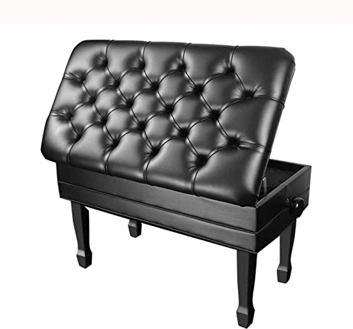 AVLUZ Adjustable Piano Bench, Padded Keyboard Bench with Storage Compartment for Music Books, Wooden Duet Piano Bench with Padded Cushion