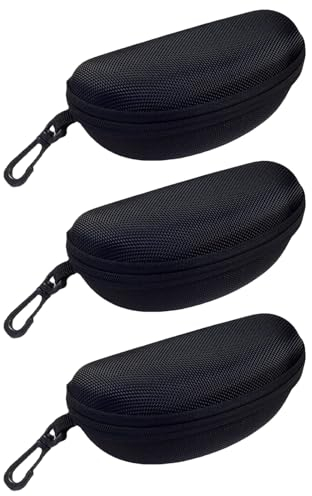 3 Pezzi Custodia Rigida Occhiali, Grande Porta Occhiali Astuccio, per Riporre Occhiali da Sole e da Lettura, Nero