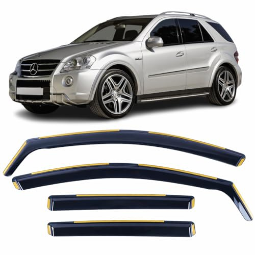 4 Stück Windabweiser IN-Kanal Typ kompatibel mit Mercedes-Benz ML-Klasse W164 2005 bis 2011 Modelle Acryl Seitenblenden Fensterabweiser Mercedes M-Klasse