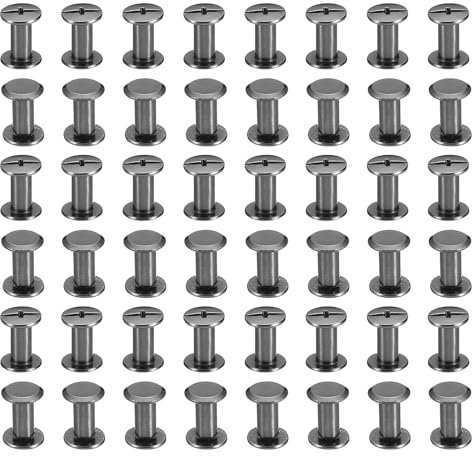 PATIKIL 100 Sets Chicago Screws, M5x10mm Chicago Screws Phillips Binding Post Screw Bolts Leather Rivets Fasteners Connectors Steel for Leather Belt Scrapbook Photo Albums, Black