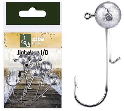 Zite Fishing Jigköpfe 1/0 - Jighaken Diverse Gewichte 3,5-12g | Jigheads mit Rundkopf - Für Barsch Zander Angeln mit Gummifisch