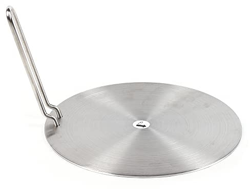 Kaichenyt Induktions Adapterplatte für Induktionsherde, Universal Edelstahl Hitzverteiler mit Abnehmbar Griff Induktionsherd Hitzeverteiler 24CM