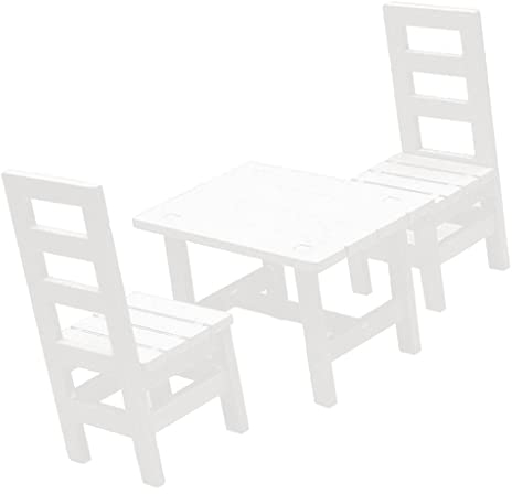 Harilla Puppenhausmöbel für 1:6 Figuren, Esszimmer Set mit Tisch und Stühlen, Weiß