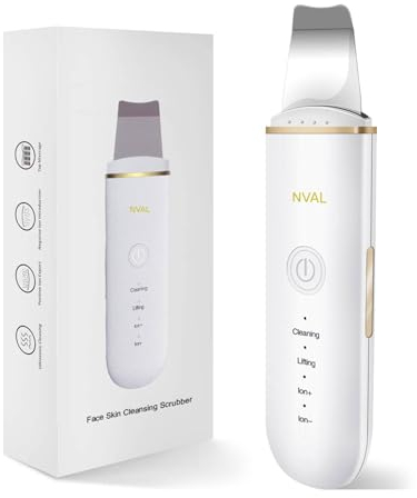 NUAL Peeling Ultrasonico Facial con 4 Modos de Limpieza Facial - Limpiador Facial Electrico,Cuidado Facial Mujer, Espatula Ultrasonica Facial