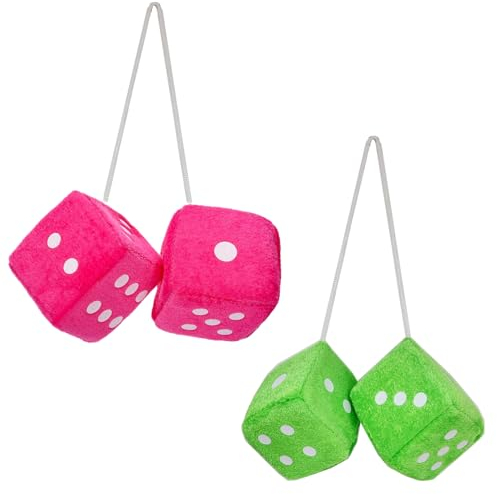 KHIRY Car Hanging Furry Dice, Hängende Würfel,Plüschwürfel Weiß Auto Plüsch Würfel Autowürfel Fuzzy Dice