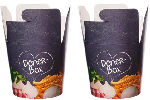 Food Container Dönerbox mit Faltverschluss 710ml 500 Stk, to go, take away, biologisch abbaubar, Neutralmotiv-Design